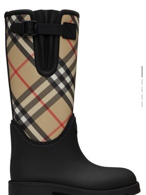 Burberry Black & Beige Vintage Check Tall Rain Boot